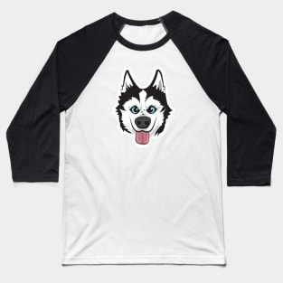 Cartoon Husky Baseball T-Shirt